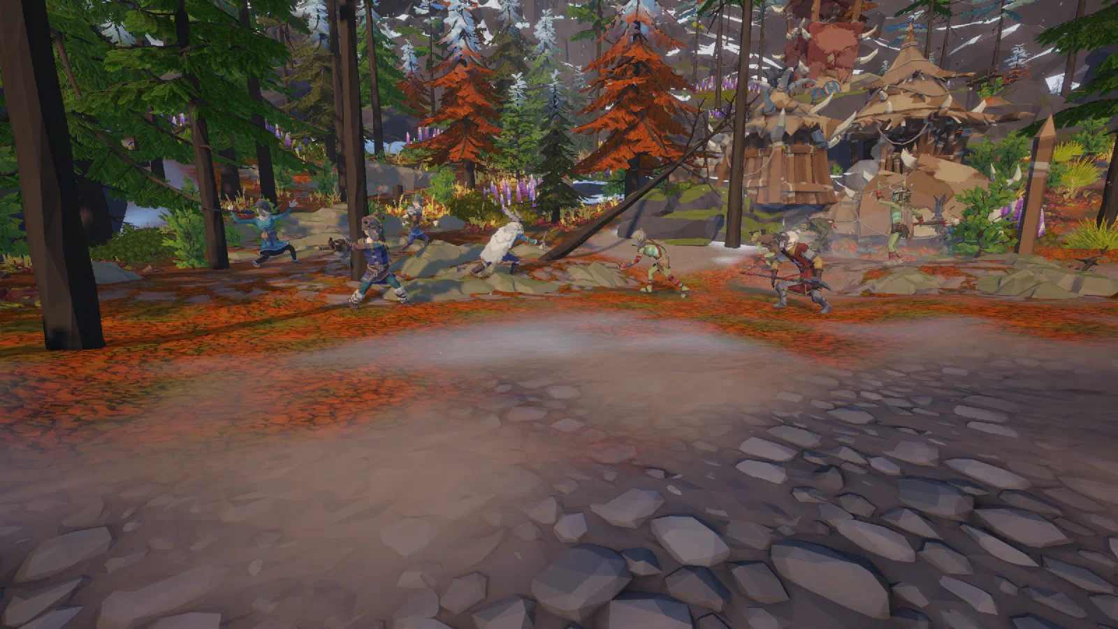 Vikings and a goblin war band face off in a mountain valley